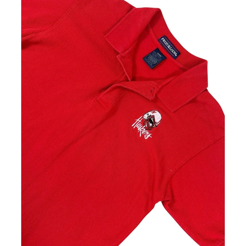 Nebraska Huskers Polo Shirt Mens Medium Red Fruit Of The Loom NCAA 100% Cotton